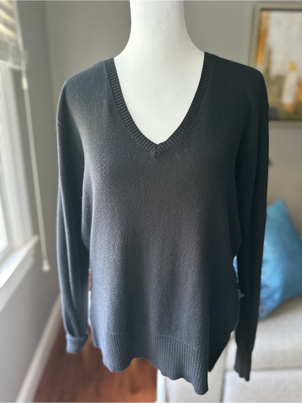 Women's Black V-Neck Sweater